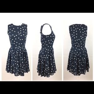 👗Madison Jules Blue Navy Polka Dots Dress Size S